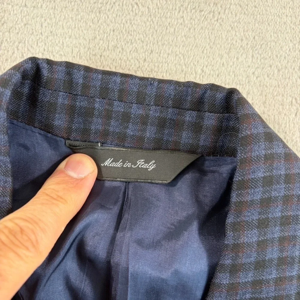 Paul Smith London The Byard Two Button Blazer Men 38R Blue Plaid Wool Made Italy